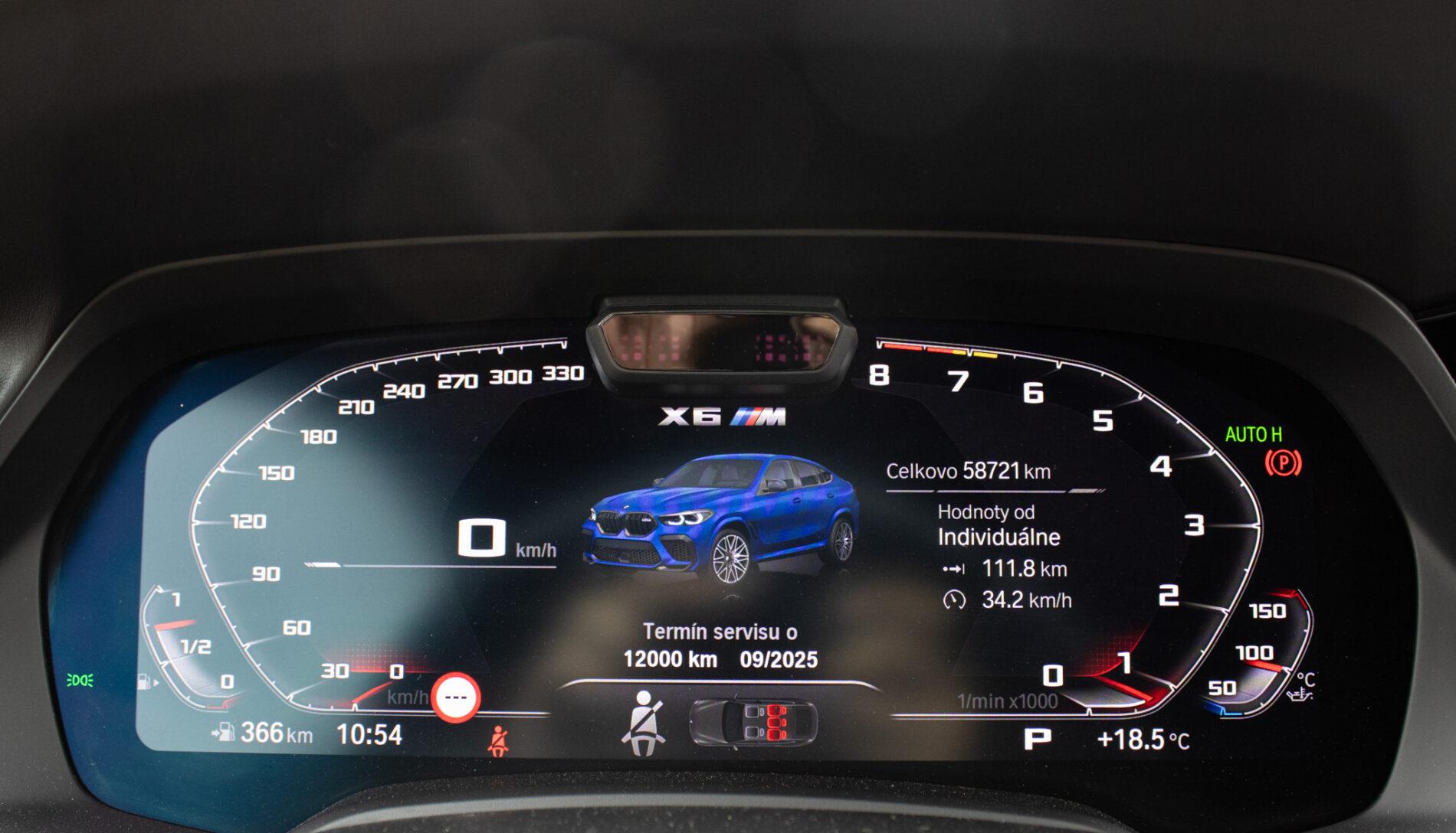2021 BMW X6 M, modrá suv, 58 721 km